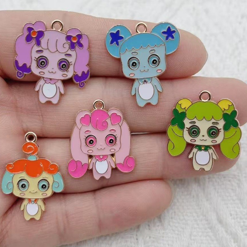 Earrings - 10pcs Cartoon Cute Drip Oil Alloy