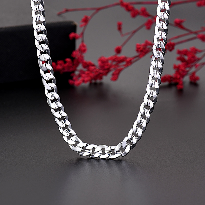 Cuban Link Chain 12Mm - Hot 925 sterling Silver charm 7MM