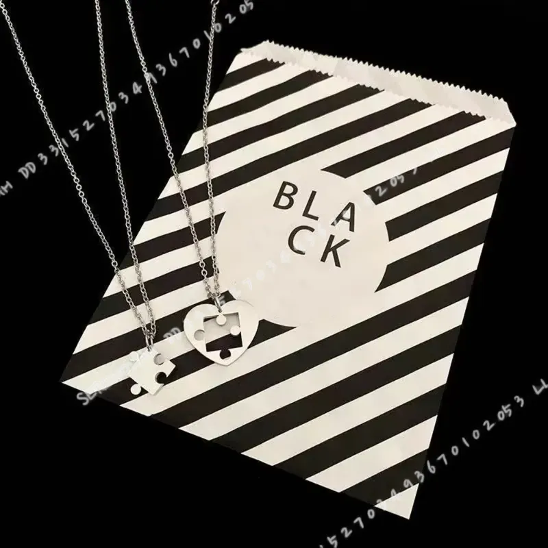 2Pcs Set Simple Puzzle Heart M - Magnetic Couple Matching Necklaces review and price