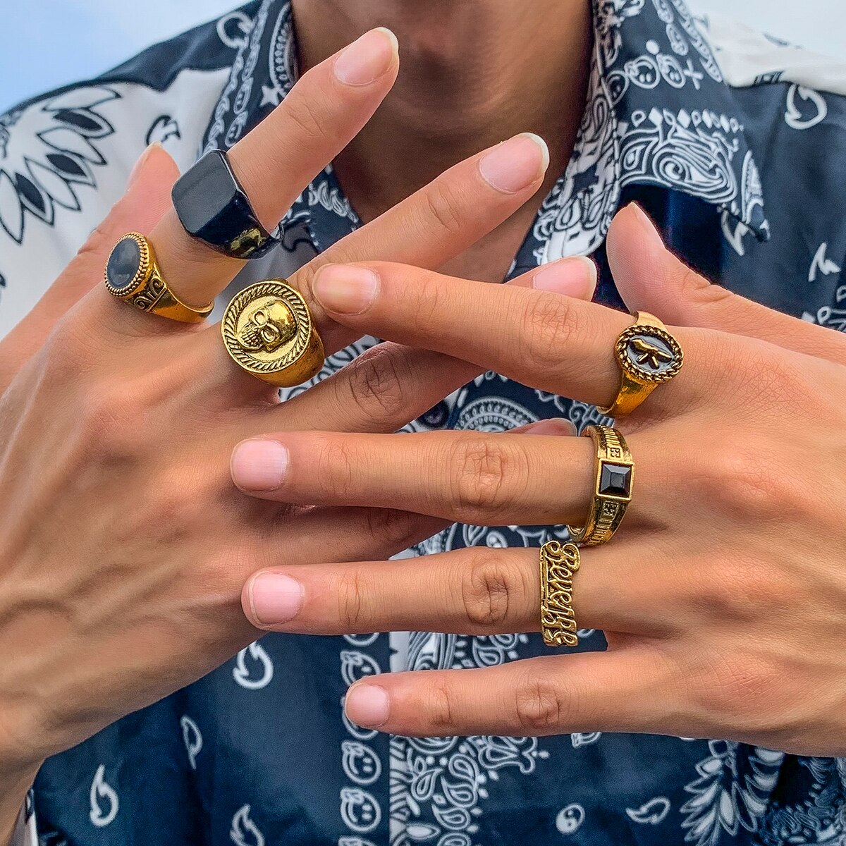6Pcs/Set Goth Vintage Skeleton - Vintage Punk Knuckle Rings Set review and price