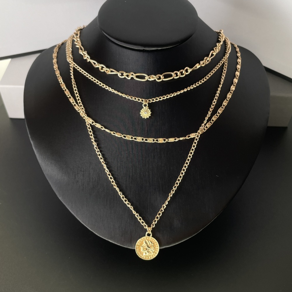 Bohemian Style Portrait Pendan - Layered Pendant Necklace Aesthetic review and price