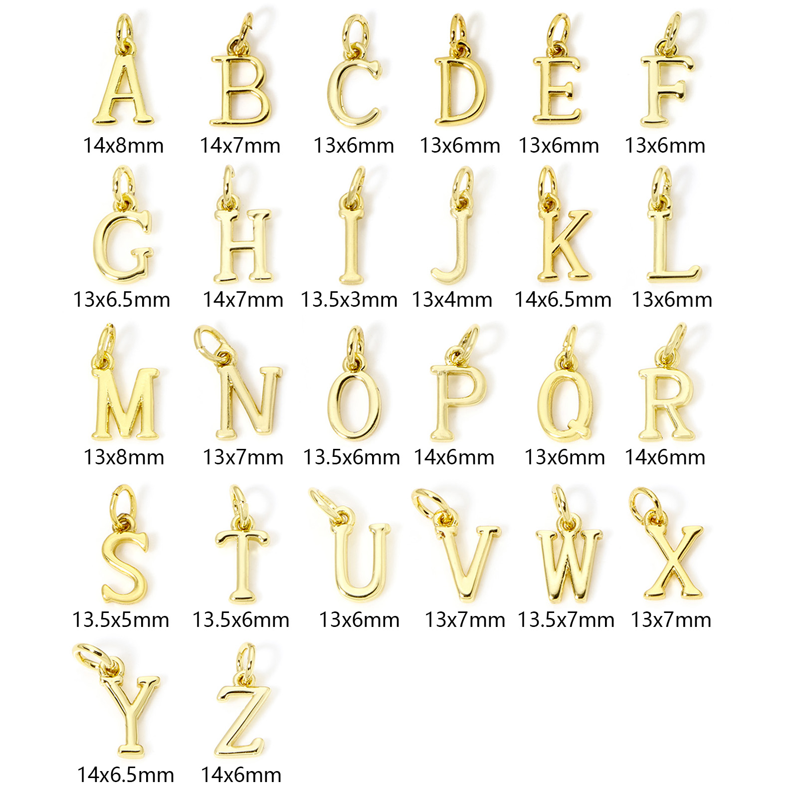5 Piece Brass Charms 18K Gold  - Initial Letter Necklace 18K Gold review and price