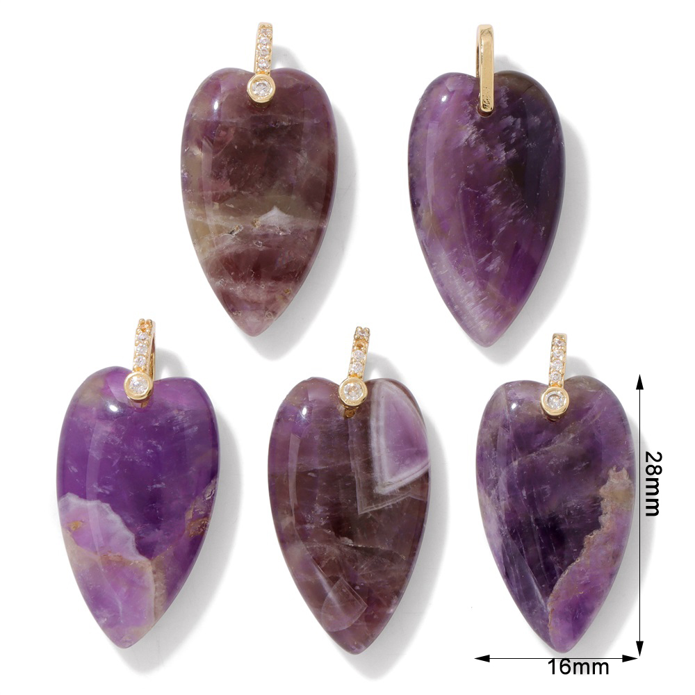 2Pcs Natural Stone Heart Penda - Crystal Pendant Necklace Natural Stone review and price