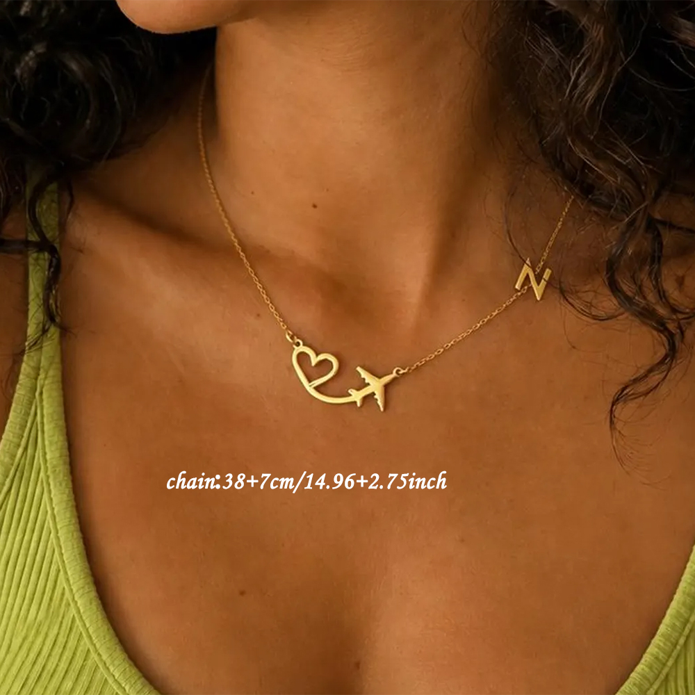Personalized Heart Airplane In - Custom Name Necklace Stainless Steel review and price