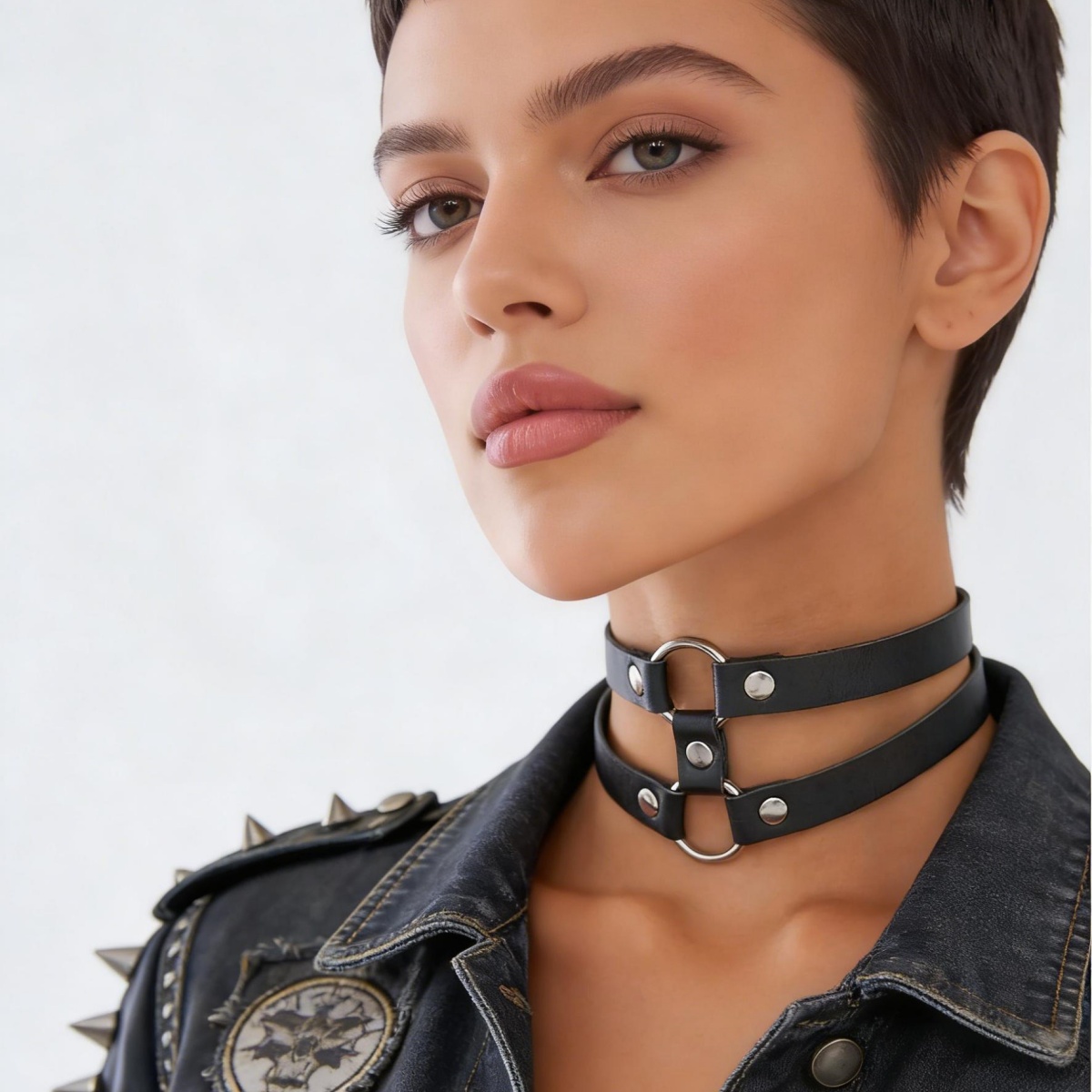 Fashion PU Leather Spiked Chok - Goth Punk Spike Choker review and price