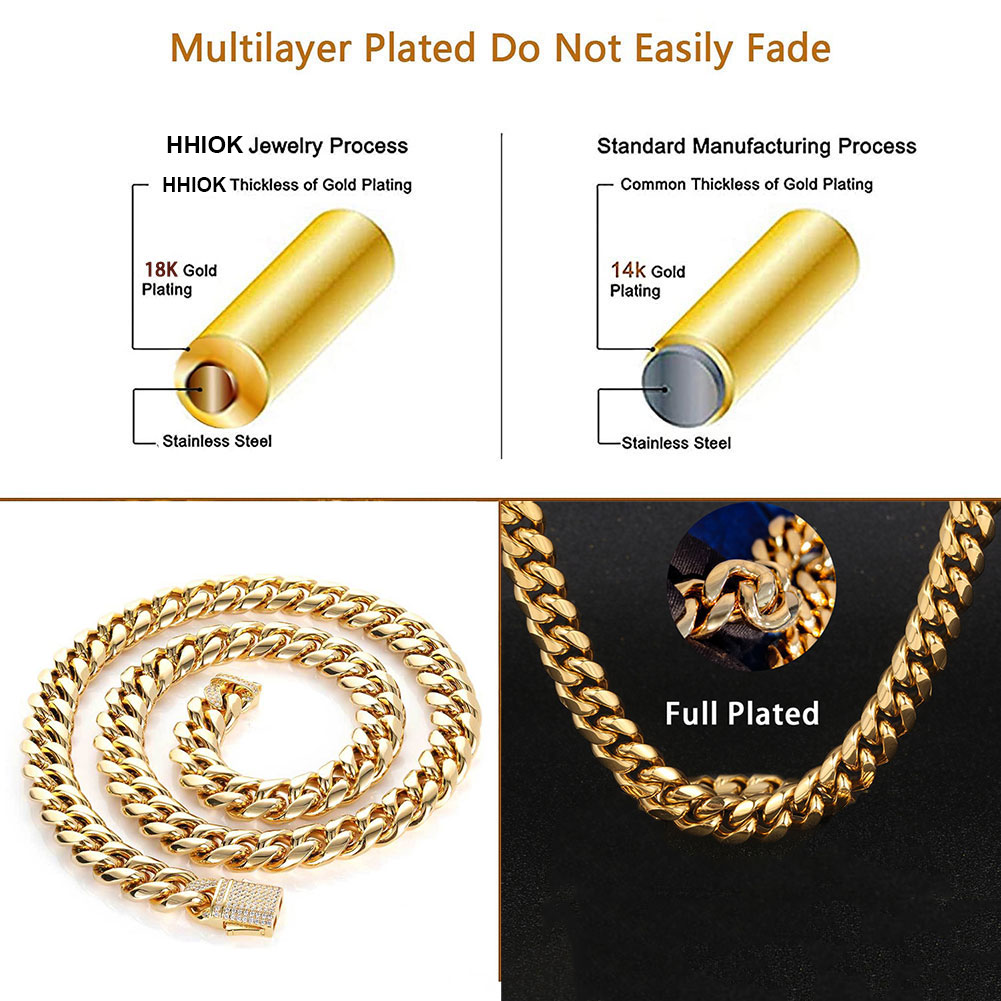 Gold Plated Mens Heavy Miami C - Cuban Link Chain 12Mm review and price