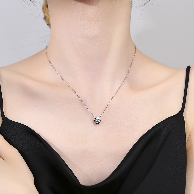 1ct 2ct 3ct D VVS1 Bezel Moiss - 925 Sterling Silver Chain Necklace Men review and price