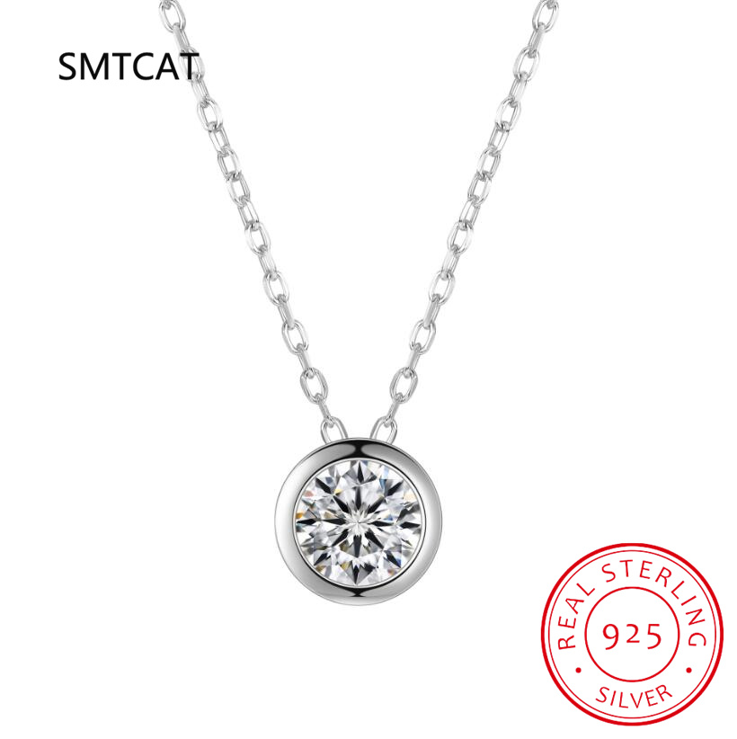 1ct 2ct 3ct D VVS1 Bezel Moiss - 925 Sterling Silver Chain Necklace Men review and price