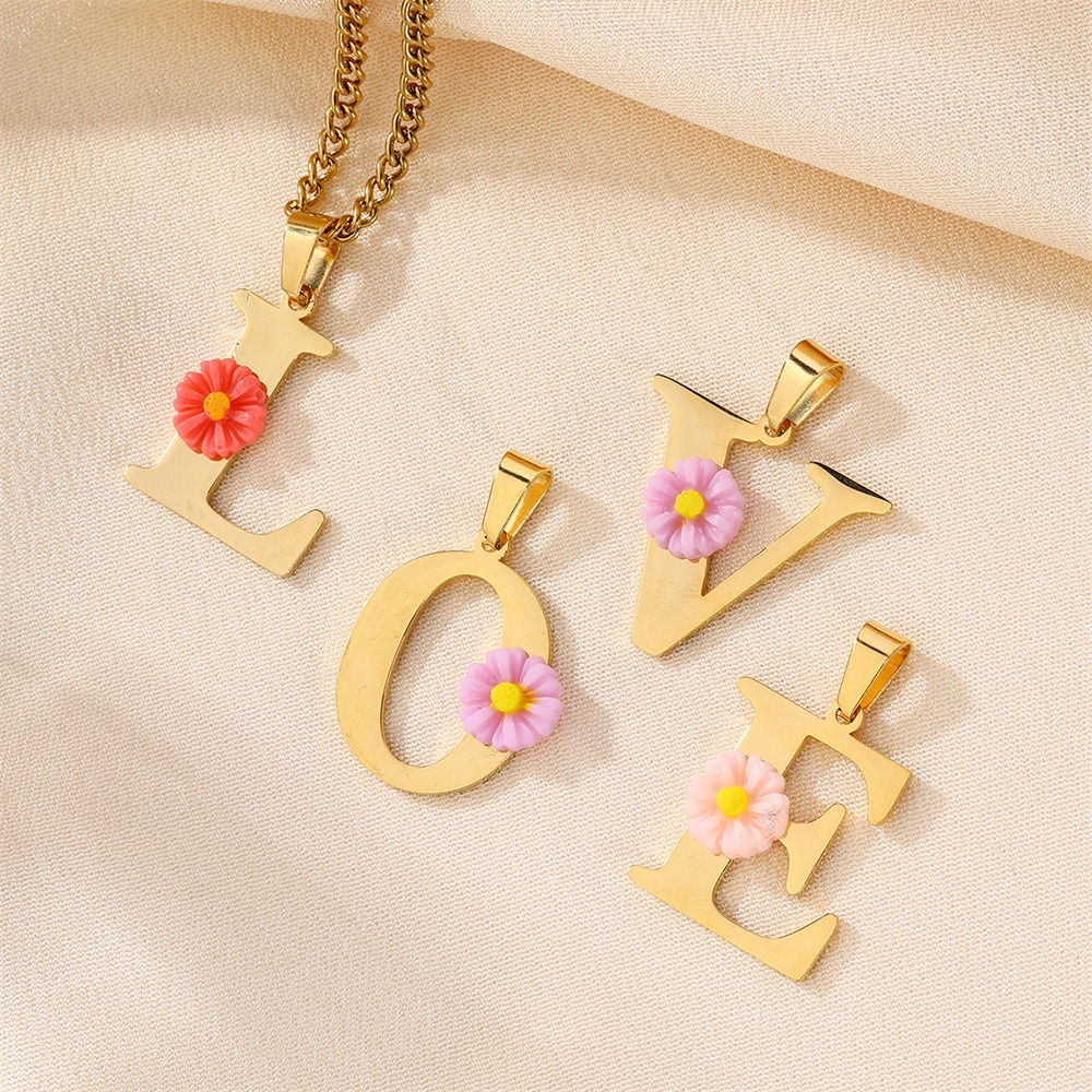 Personalized Daisy Initial Let - Initial Letter Necklace 18K Gold review and price