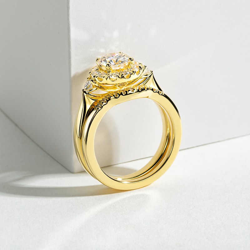 Engagement Gold Color Ring Set - Moissanite Engagement Ring 1 Carat review and price