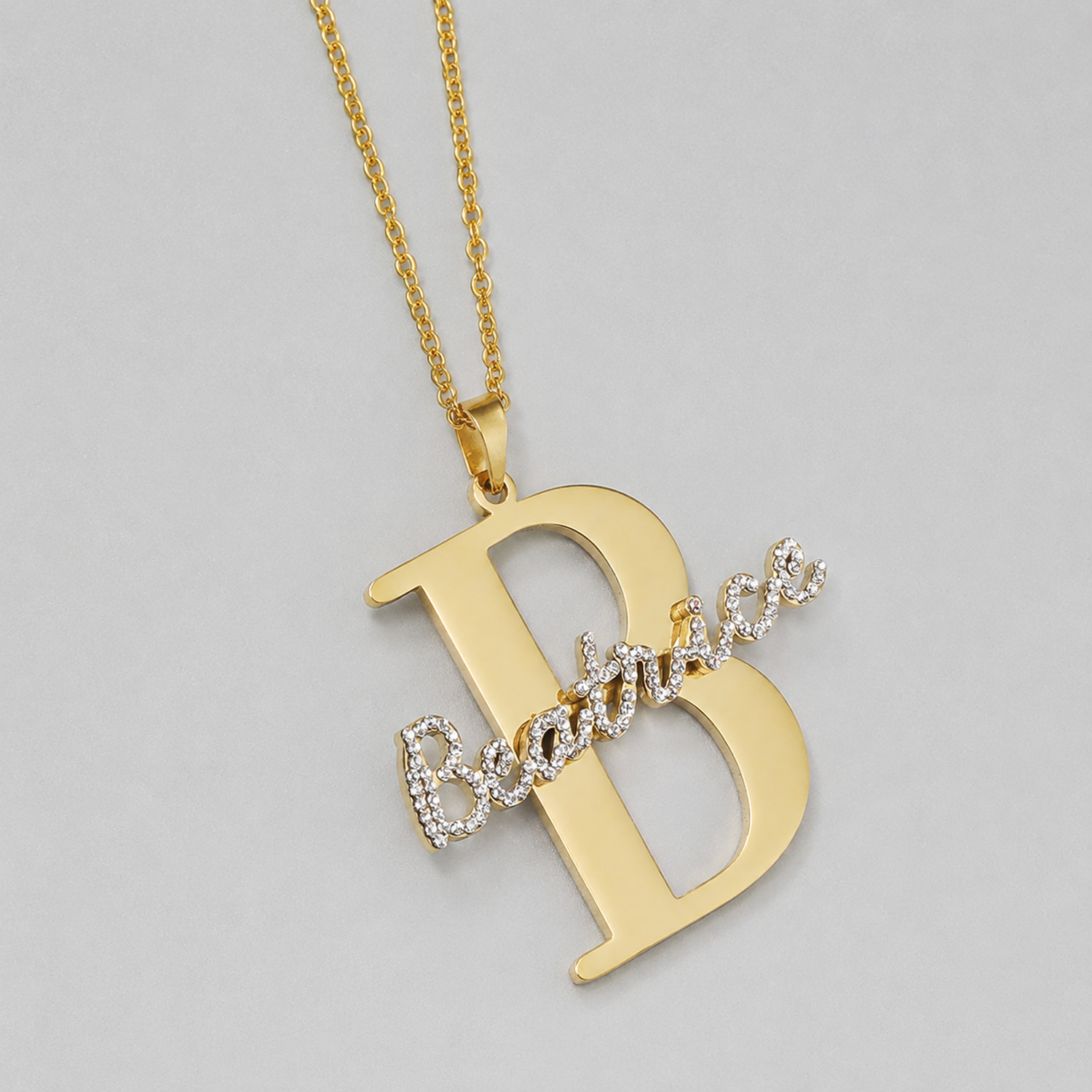 Qitian Custom Diamond Name Ini - Initial Letter Necklace 18K Gold review and price