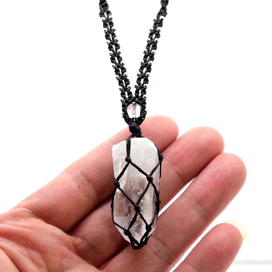 Crystal Quartz Macrame Braided - Crystal Pendant Necklace Natural Stone review and price