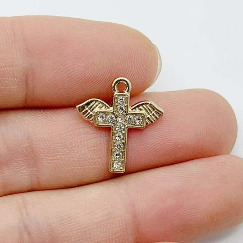 10pcs Diamond studded Gold Cro - Cross Pendant Necklace Gold review and price