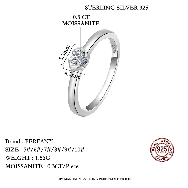 PERFANY 0.3CT Heart Cut Moissa - Moissanite Engagement Ring 1 Carat review and price
