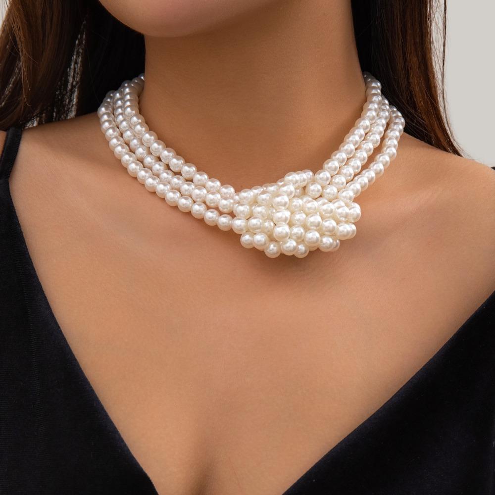 Fashion Retro Black White Stit - Pearl Choker Necklace Vintage review and price