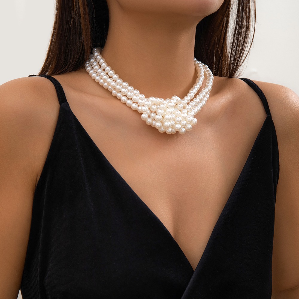 Fashion Retro Black White Stit - Pearl Choker Necklace Vintage review and price