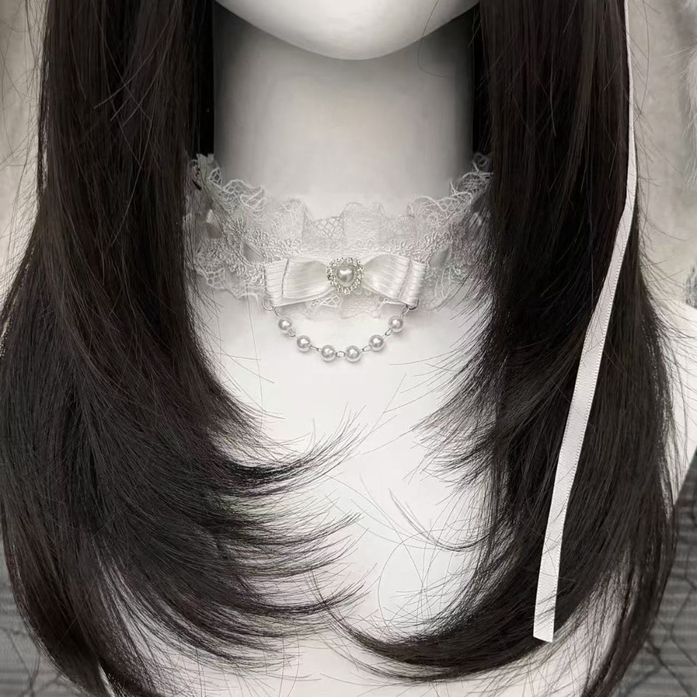 Lace Bow Ruffle Fashion Choker - Pearl Choker Necklace Vintage review and price