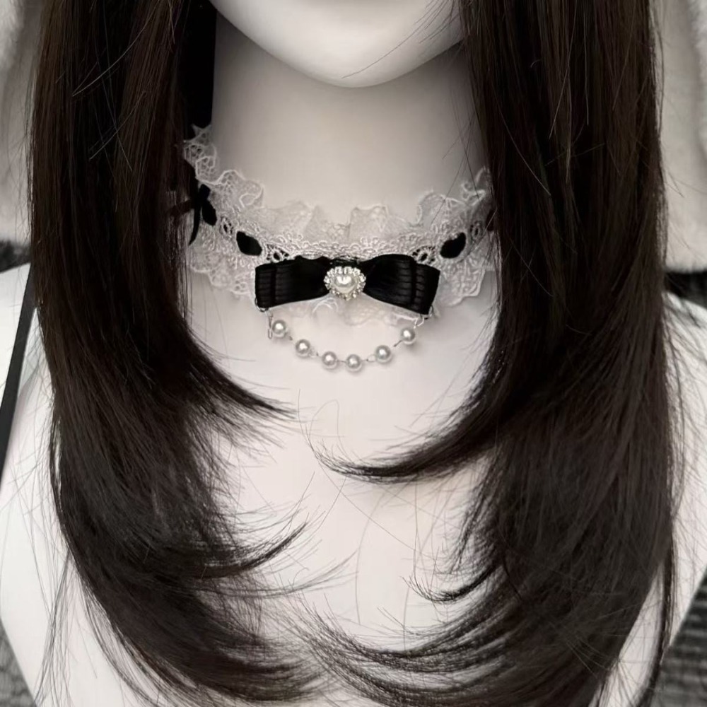 Lace Bow Ruffle Fashion Choker - Pearl Choker Necklace Vintage review and price