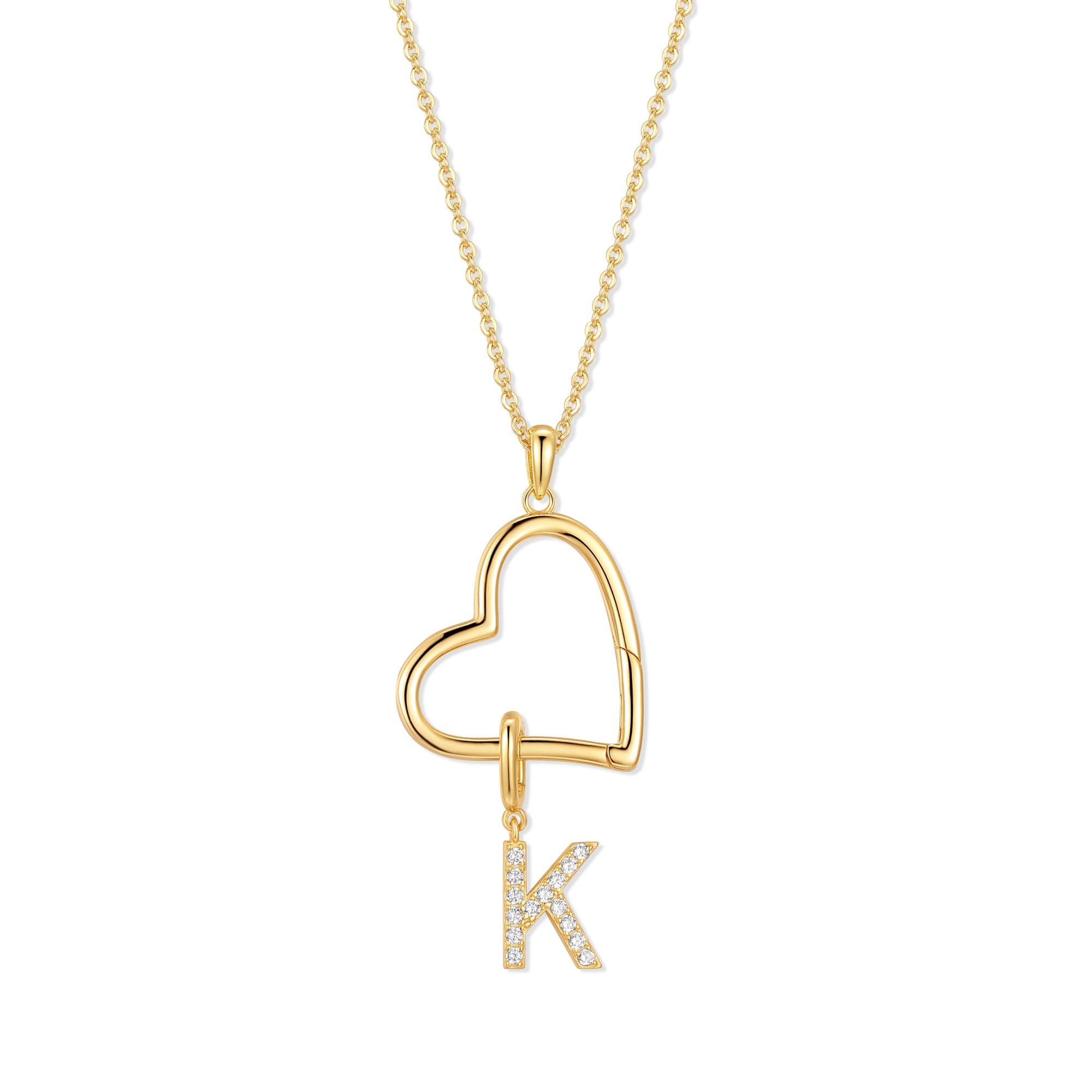 Custom Initial Open Heart Neck - Initial Letter Necklace 18K Gold review and price
