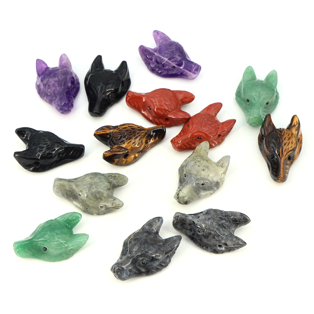 40mm Wolf Head Stone Pendant N - Crystal Pendant Necklace Natural Stone review and price