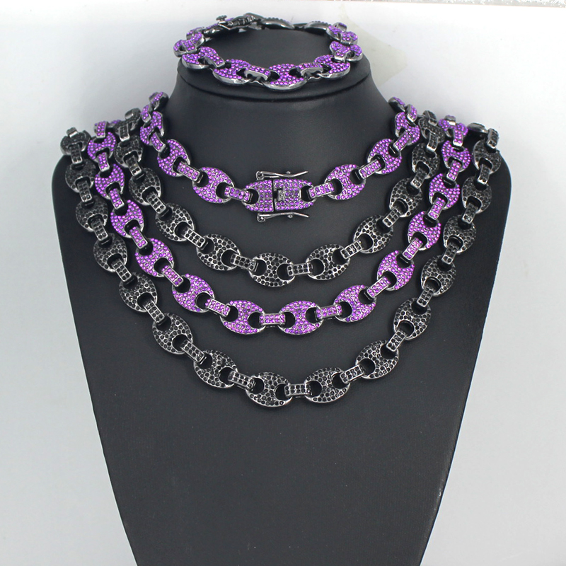 Men Women HipHop 12mm Black Pu - Cuban Link Chain 12Mm review and price