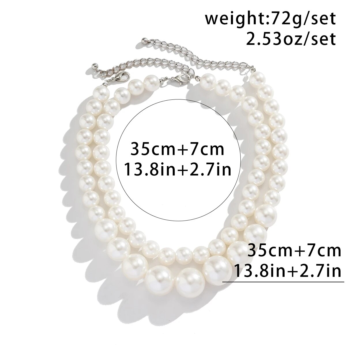 2Pcs/Set Exaggerated Big Imita - Pearl Choker Necklace Vintage review and price