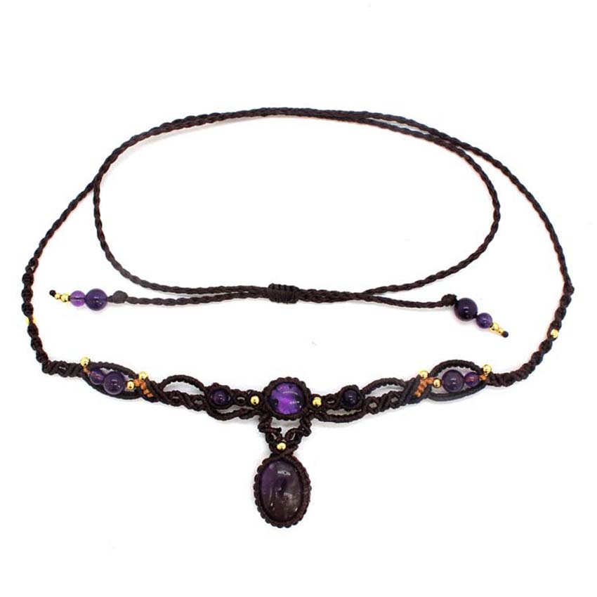 Crystal Braided Macrame Stone  - Crystal Pendant Necklace Natural Stone review and price