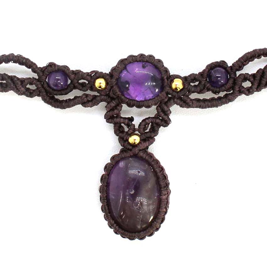 Crystal Braided Macrame Stone  - Crystal Pendant Necklace Natural Stone review and price