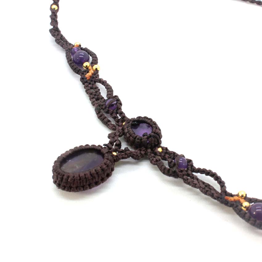 Crystal Braided Macrame Stone  - Crystal Pendant Necklace Natural Stone review and price