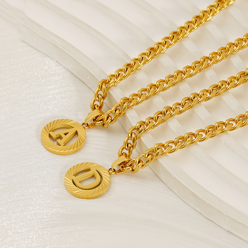 Stainless Steel 5MM Cuban Chai - Initial Letter Necklace 18K Gold review and price