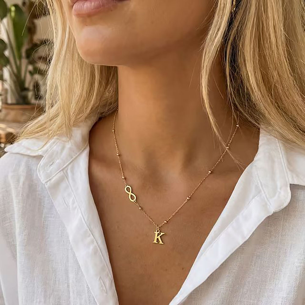 Custom Infinity Symbol Initial - Initial Letter Necklace 18K Gold review and price