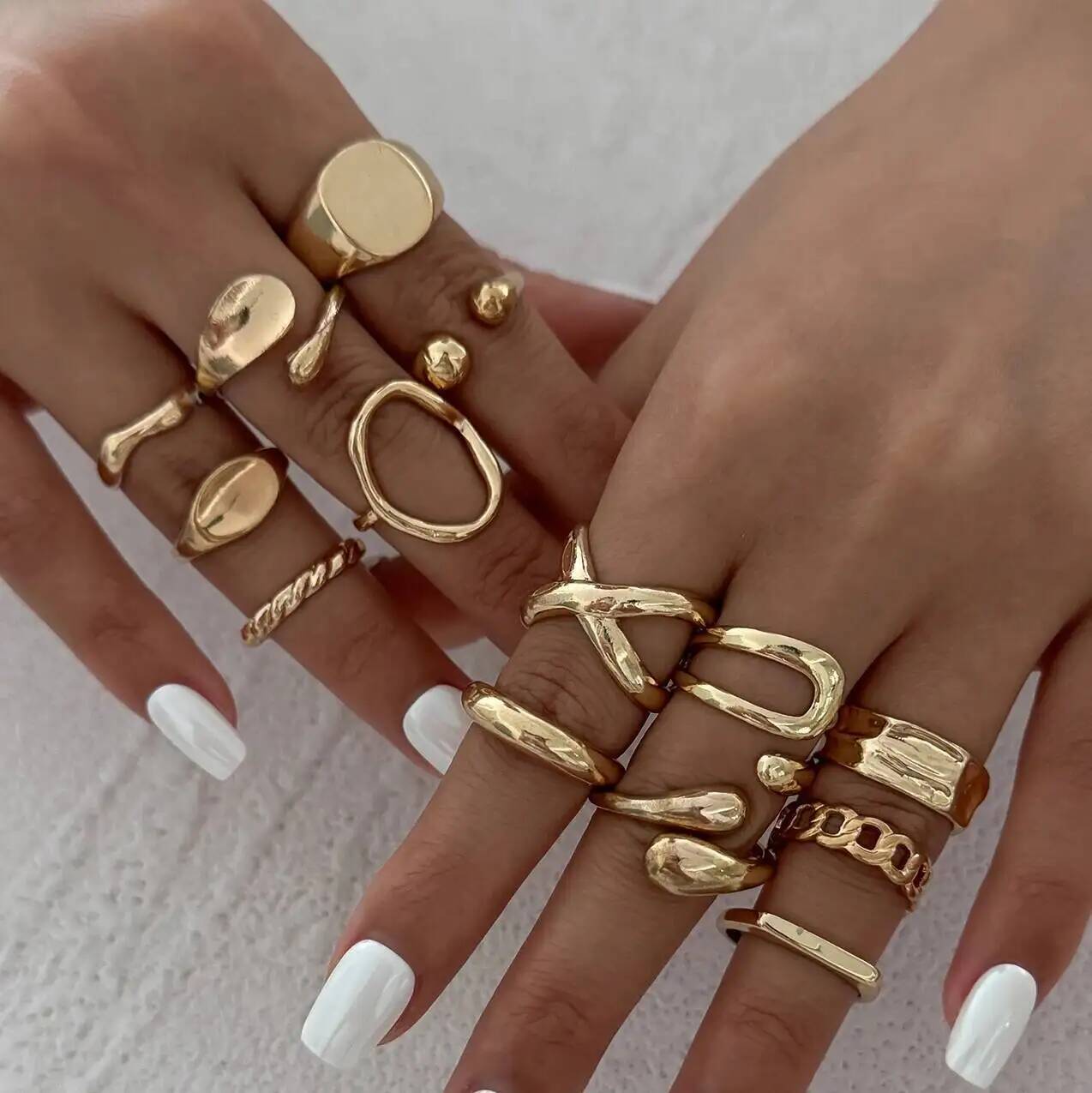 IngeSight.Z 14Pcs/Set Hip Hop  - Vintage Punk Knuckle Rings Set review and price