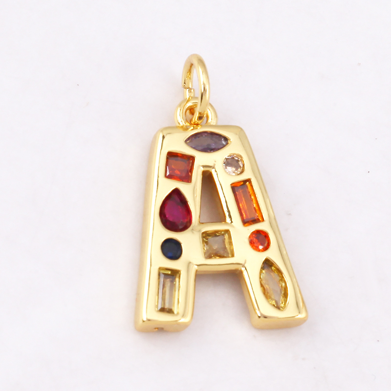 Fashion Colorful Zircon Real 1 - Initial Letter Necklace 18K Gold review and price