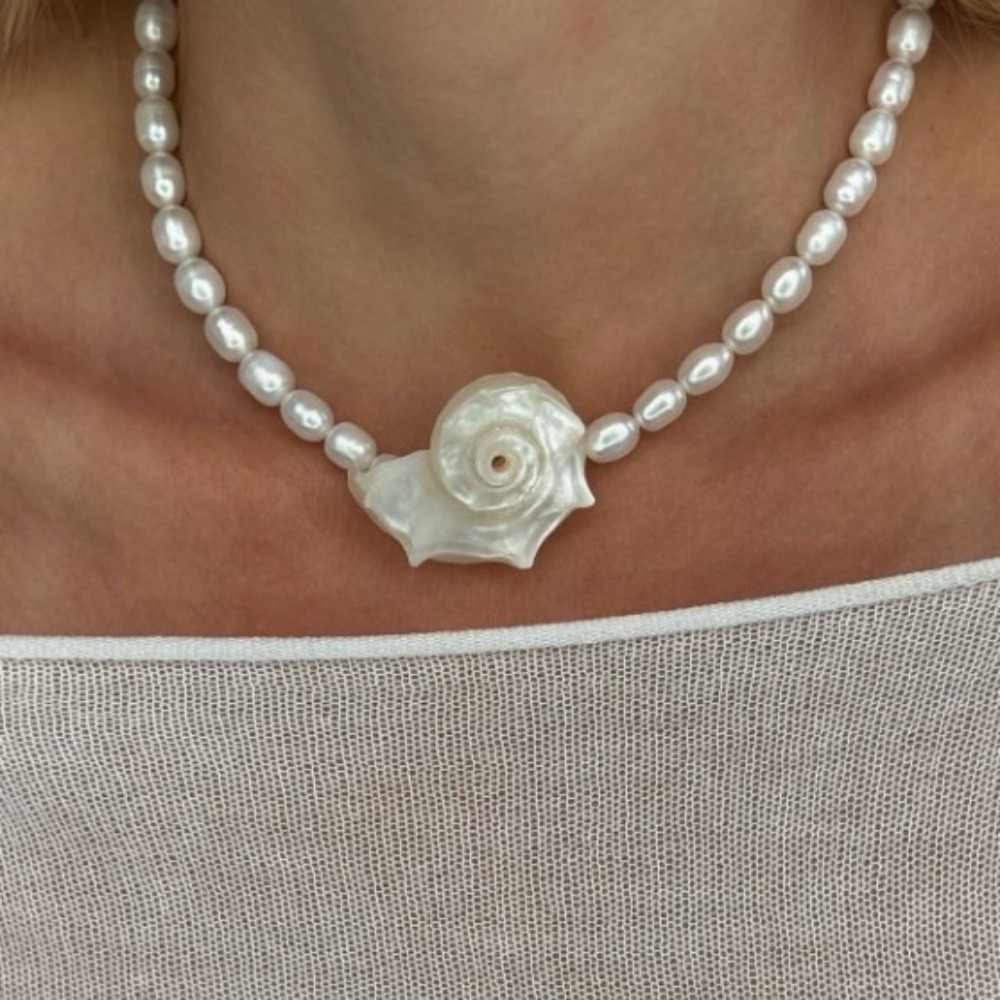 Vintage Bohemian Natural Conch - Pearl Choker Necklace Vintage review and price