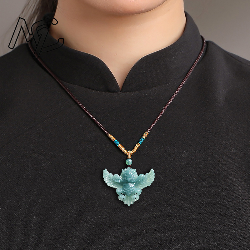 Real Natural Emerald Jade Blue - Necklaces review and price