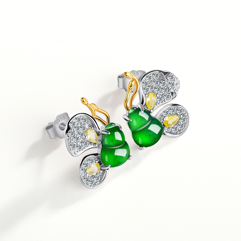 Green Burmese Jadeite Butterfl - Earrings review and price