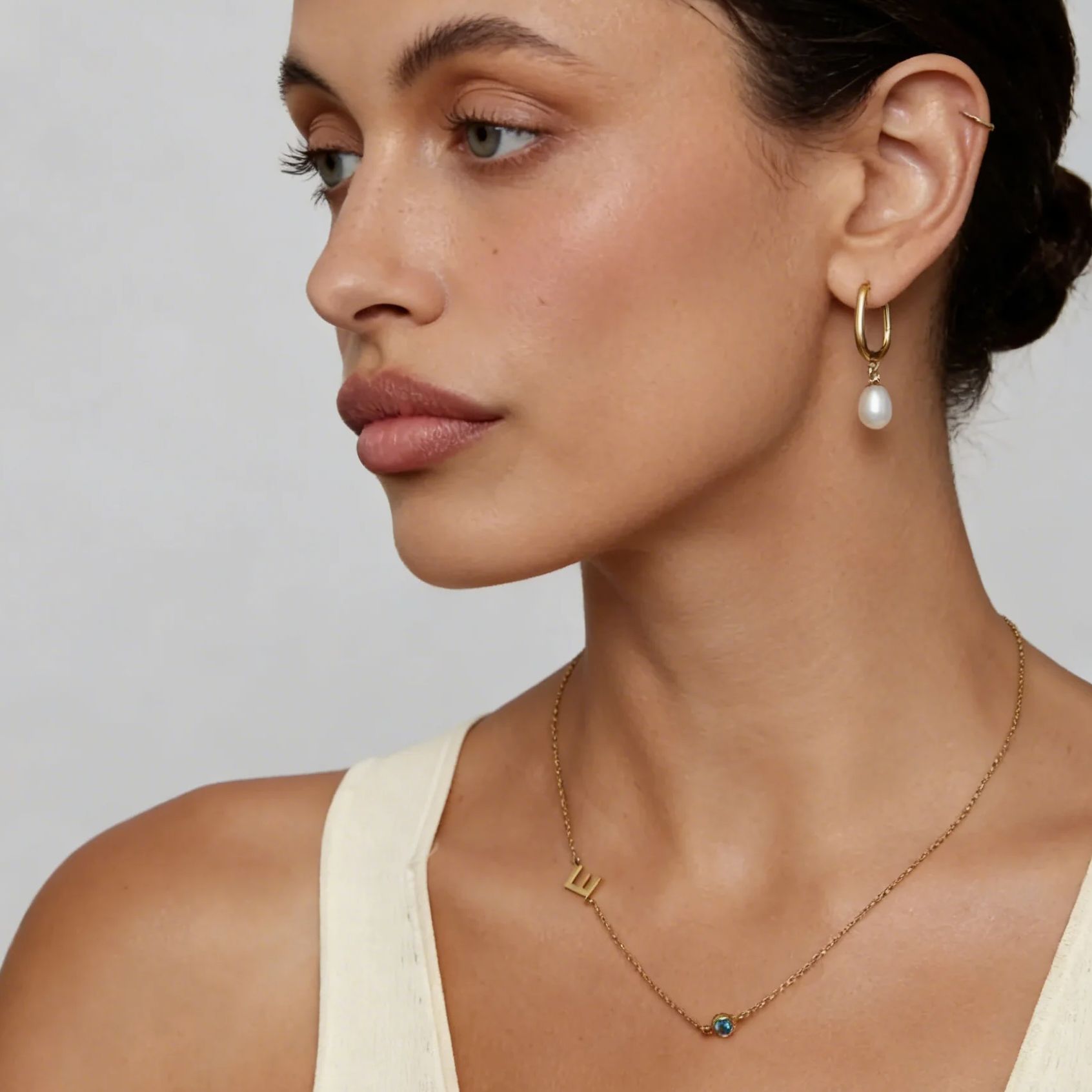 Side Set Initial Birthstone Ne - Initial Letter Necklace 18K Gold review and price