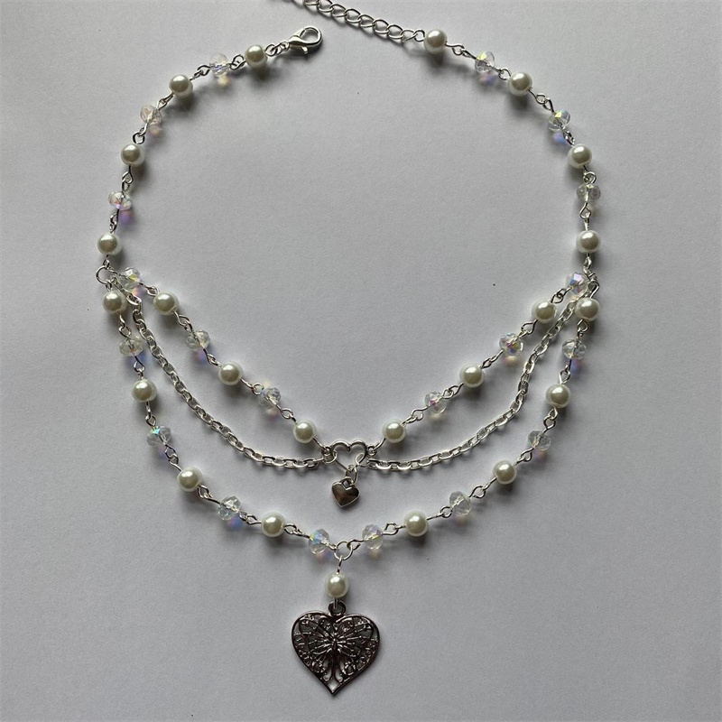 Butterfly Heart Pearls Necklac - Pearl Choker Necklace Vintage review and price