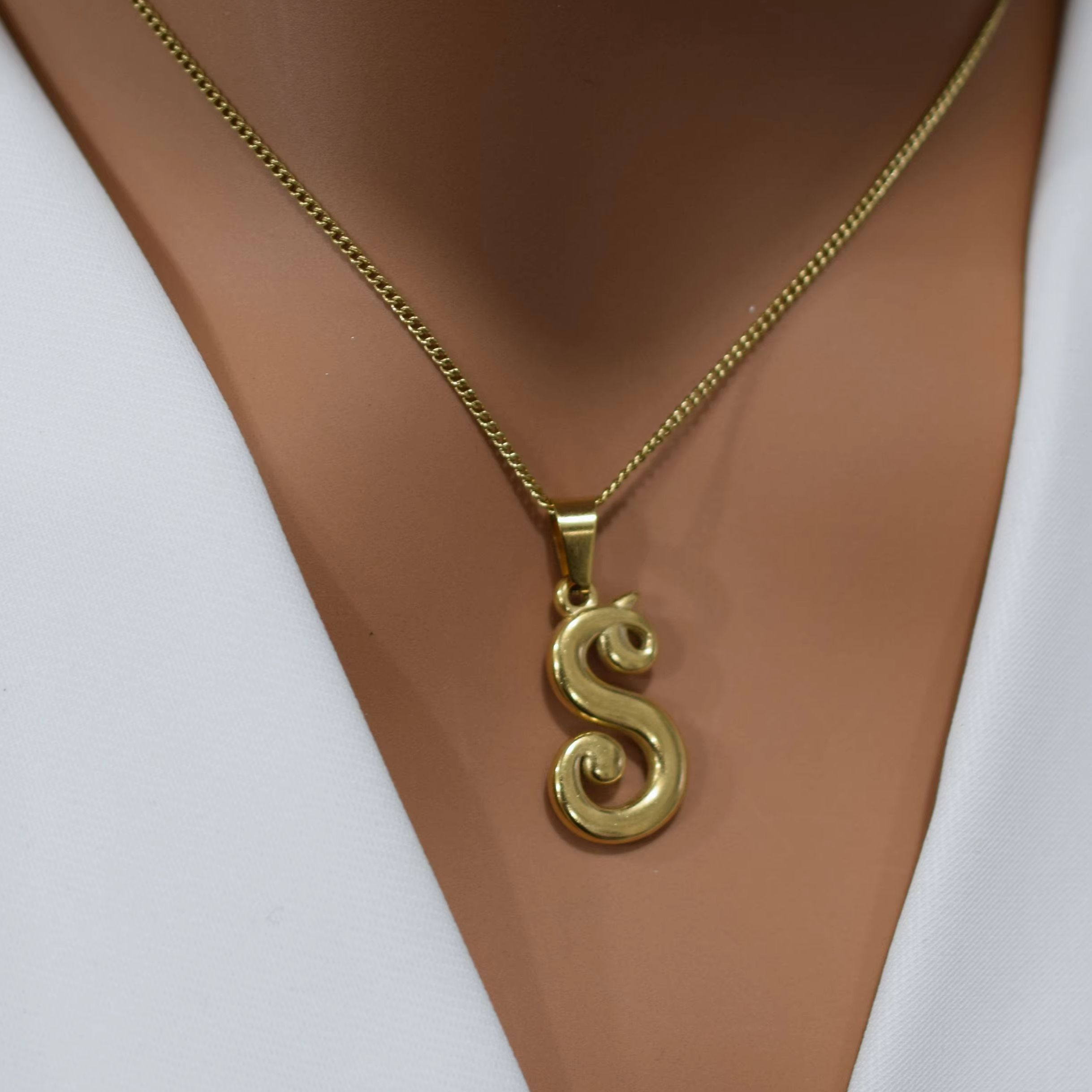 18k Gold Stainless Steel Vinta - Initial Letter Necklace 18K Gold review and price