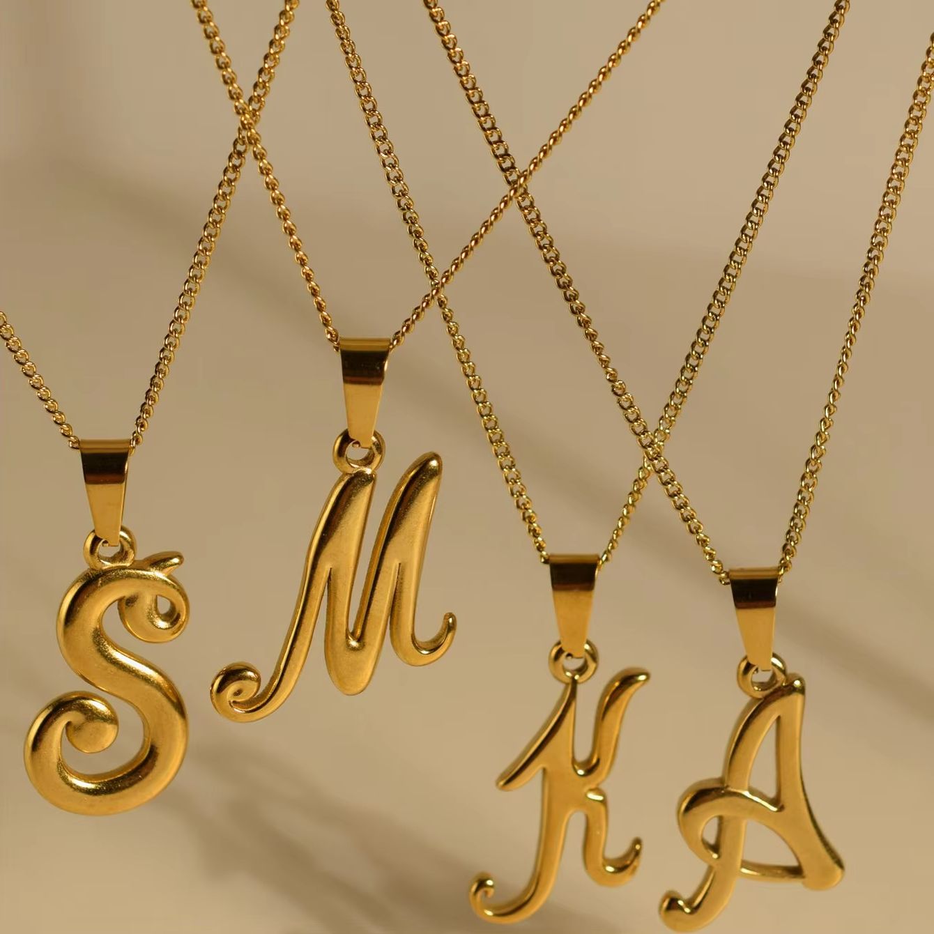 18k Gold Stainless Steel Vinta - Initial Letter Necklace 18K Gold review and price