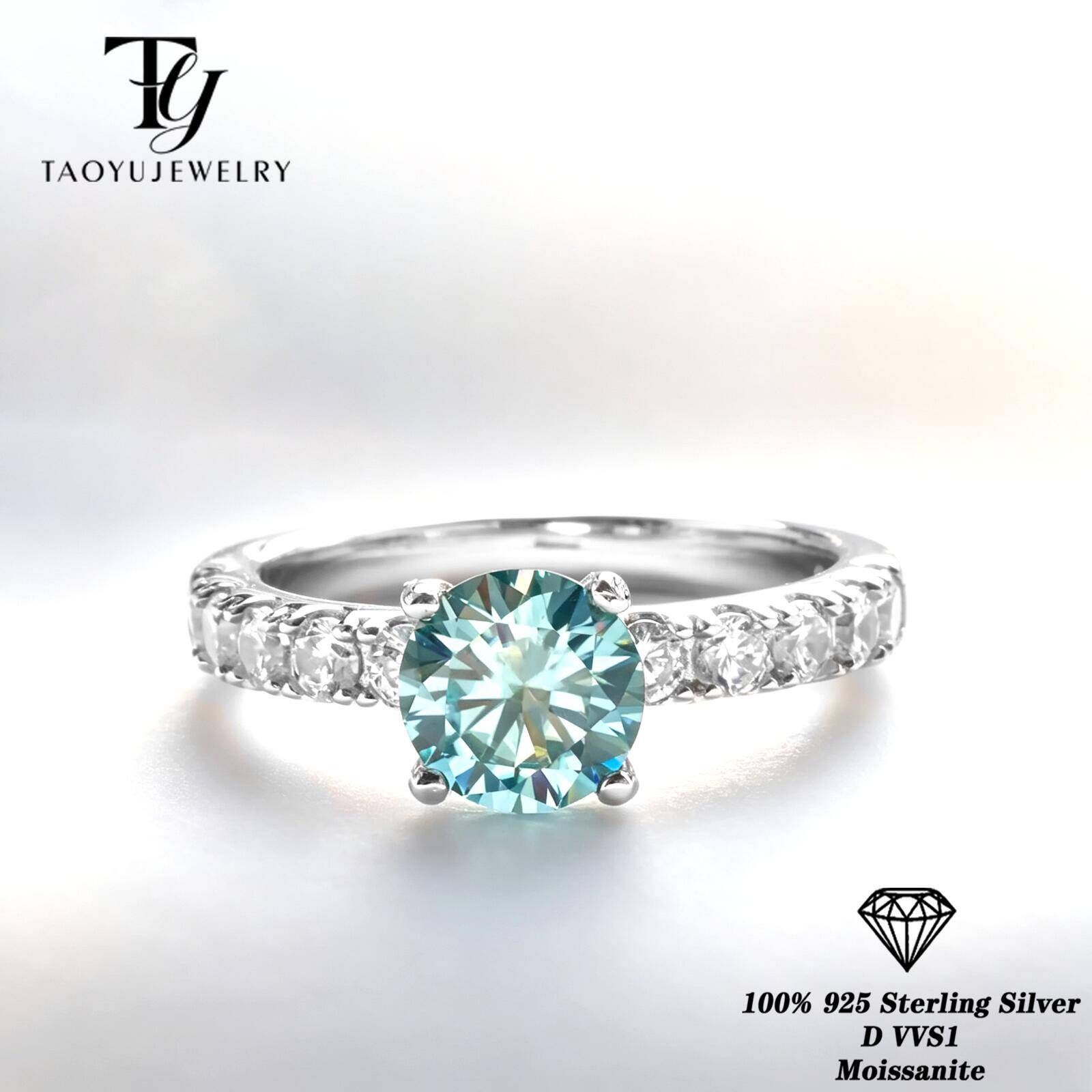 Classic 1 Carat Blue Color Moi - Moissanite Engagement Ring 1 Carat review and price