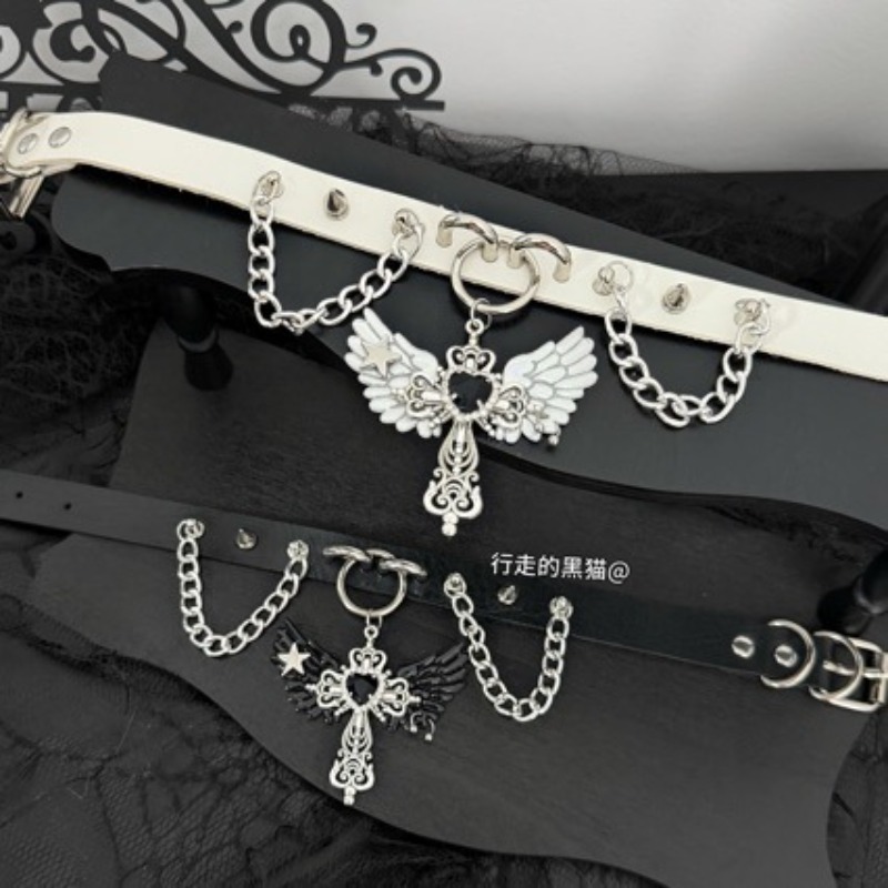 Gothic Subculture Angel Wing C - Layered Pendant Necklace Aesthetic review and price