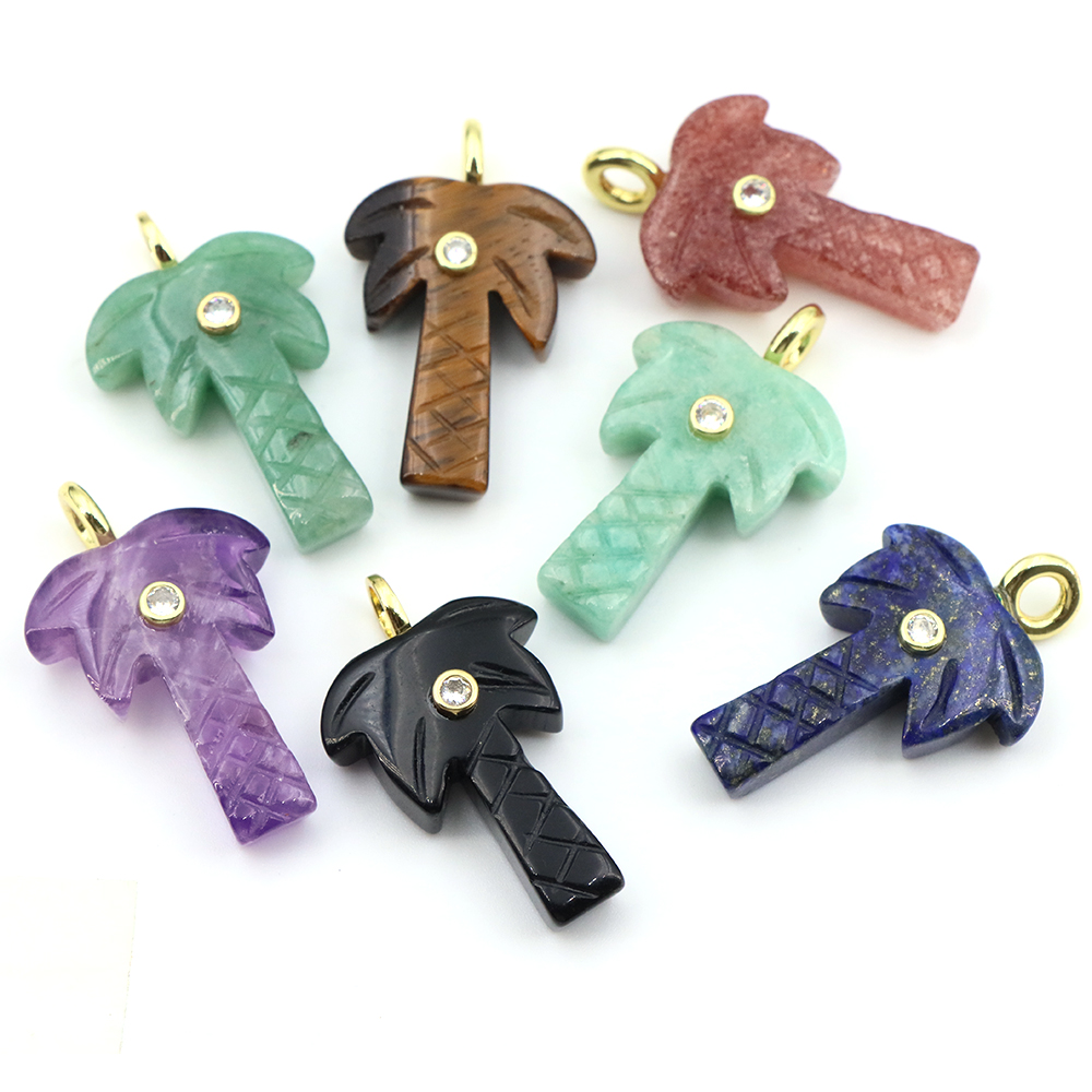 30mm Natural Stone Coconut Tre - Crystal Pendant Necklace Natural Stone review and price