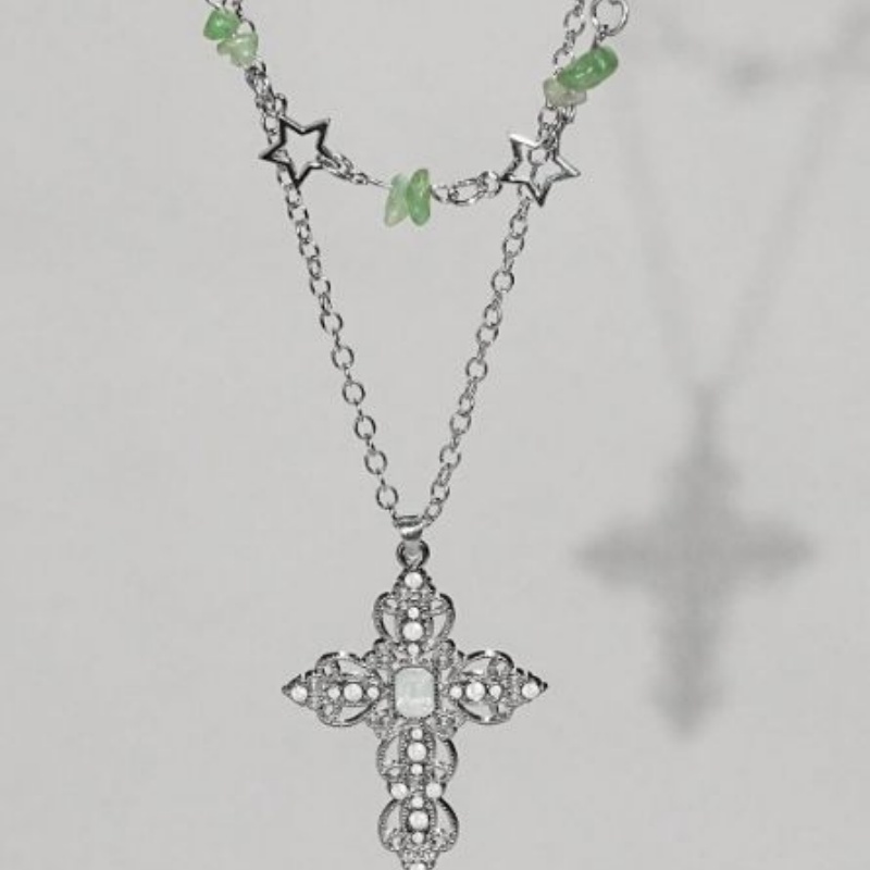 2-piece Y2K double-layer neckl - Layered Pendant Necklace Aesthetic review and price