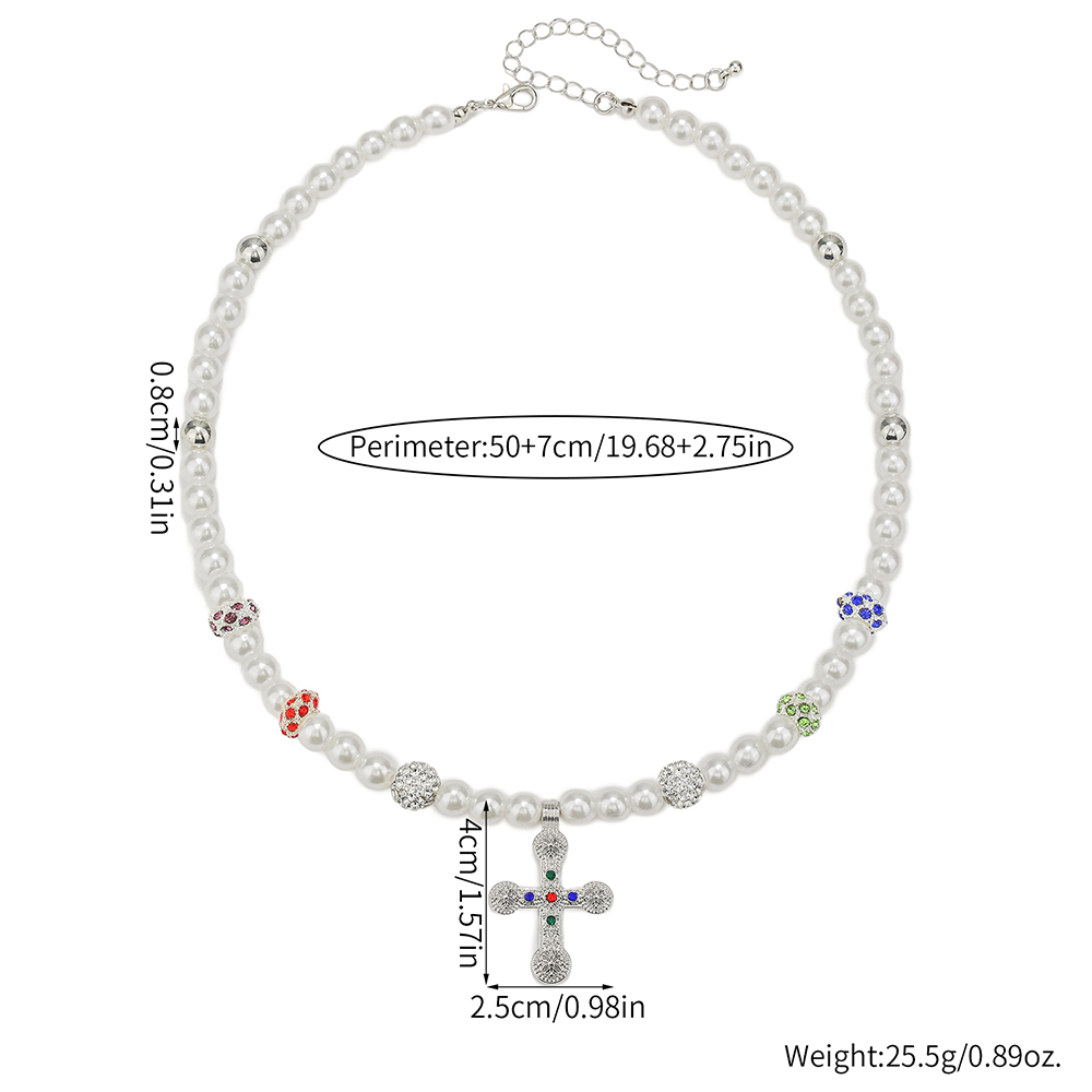 Steampunk Colorful Crystal Cro - Pearl Choker Necklace Vintage review and price