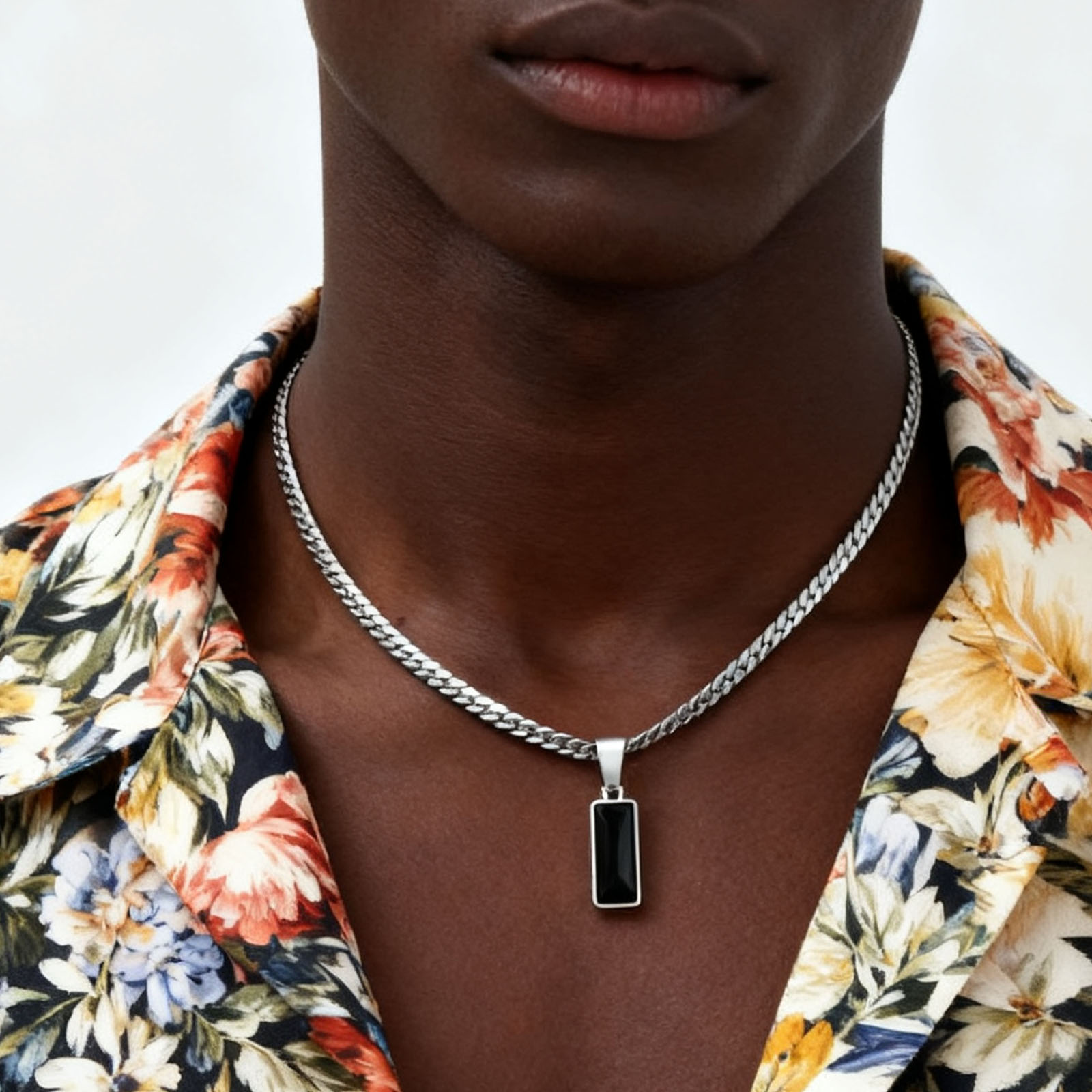 Stylish Mens Geometric Stone P - Cuban Link Chain 12Mm review and price