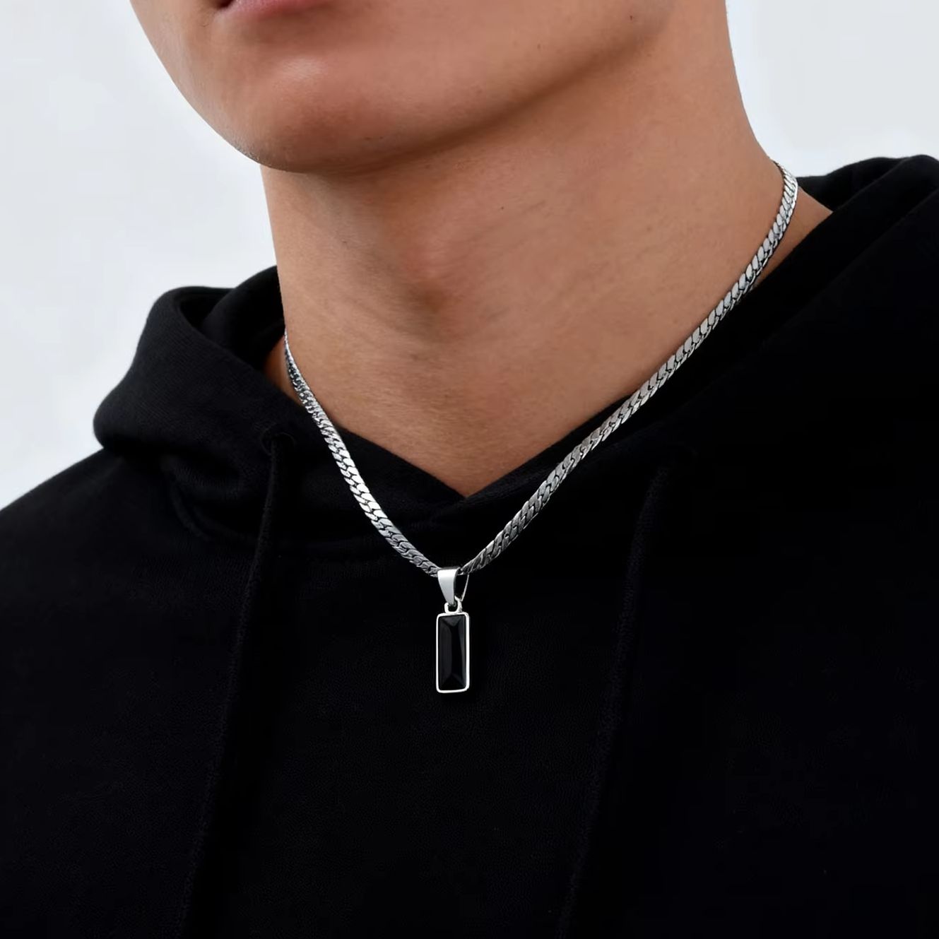 Stylish Mens Geometric Stone P - Cuban Link Chain 12Mm review and price