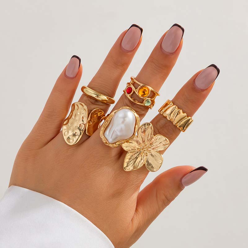 6pcs/Set Vintage Metal Flower  - Vintage Punk Knuckle Rings Set review and price