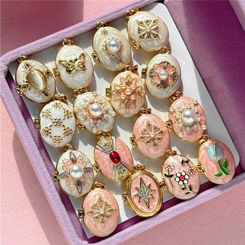 HangZhi Enamel Romantic Pink W - Heart Locket Necklace Photo review and price