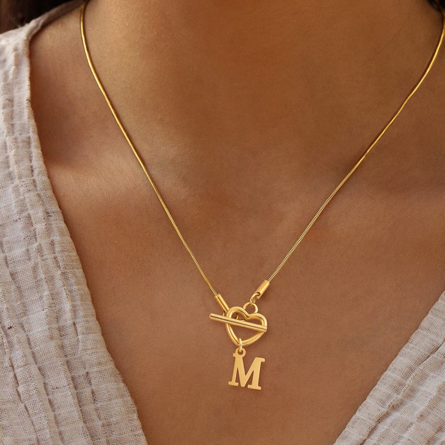 Fashion A-Z Initial Heart Pend - Initial Letter Necklace 18K Gold review and price